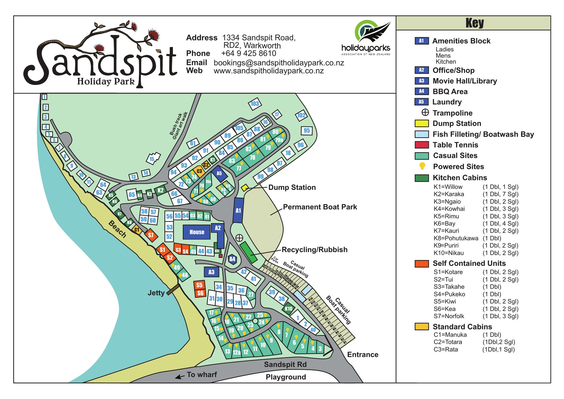 Sandspit Holiday Park camp map